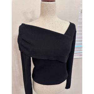 EUC Black Asymmetrical Off the Shoulder Neck Line Ralph Lauren Top SZ L